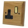 Jacobean Light Oak | Polished Brass Switched Plug Socket - 1