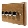 4 Gang 250W 2 Way Dimmer (Mains and Low Voltage) Jacobean Light Oak | Polished Chrome Intelligent Dimmer