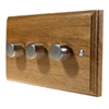 3 Gang 250W 2 Way Dimmer (Mains and Low Voltage) Jacobean Light Oak | Satin Chrome Intelligent Dimmer