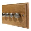 4 Gang 250W 2 Way Dimmer (Mains and Low Voltage) Jacobean Light Oak | Satin Chrome Intelligent Dimmer
