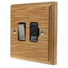 13 Amp Switched Fused Spur : Black Trim Jacobean Light Oak | Satin Chrome Switched Fused Spur