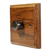 1 Gang 400W 2 Way Dimmer (Mains and Low Voltage) Jacobean Medium Oak | Antique Brass Intelligent Dimmer