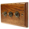 Jacobean Medium Oak | Antique Brass Toggle (Dolly) Switch - 2
