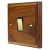 1 Gang 10 Amp Intermediate Light Switch : Black Trim Jacobean Medium Oak | Polished Brass Intermediate Light Switch