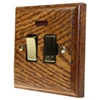 Jacobean Medium Oak | Polished Brass Switched Fused Spur - 1