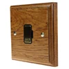 13 Amp Unswitched Fused Spur : Black Trim Jacobean Medium Oak | Polished Brass Unswitched Fused Spur