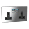 Double Smart Socket (UK) (Smart Series)  Lightwave Plug Socket (UK) Mirror Chrome