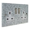 Light Granite / Satin Stainless Switched Plug Socket - 1