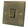 1 Gang Intermediate Light Switch : Black Trim Low Profile Antique Brass Intermediate Light Switch