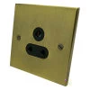 5 Amp Round Pin Unswitched Socket : Black Trim Low Profile Antique Brass Round Pin Unswitched Socket (For Lighting)