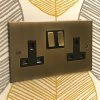Low Profile Antique Brass Switched Plug Socket - 1