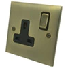 Low Profile Antique Brass Switched Plug Socket - 3