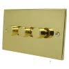 Low Profile Polished Brass LED Dimmer and Push Light Switch Combination - 1
