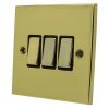 Low Profile Polished Brass Retractive Centre Off Switch - 1