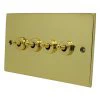 Low Profile Polished Brass Toggle (Dolly) Switch - 3