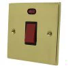 45 Amp Double Pole Switch - Single Plate : Black Trim Low Profile Polished Brass Cooker (45 Amp Double Pole) Switch
