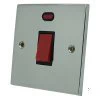 45 Amp Double Pole Switch - Single Plate : Black Trim Low Profile Polished Chrome Cooker (45 Amp Double Pole) Switch