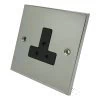 5 Amp Round Pin Unswitched Socket : Black Trim Low Profile Polished Chrome Round Pin Unswitched Socket (For Lighting)