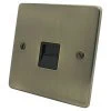 1 Gang Telephone Extension Socket : Black Trim Low Profile Rounded Antique Brass Telephone Extension Socket