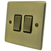 Low Profile Rounded Antique Brass Retractive Centre Off Switch - 1