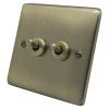 Low Profile Rounded Antique Brass Toggle (Dolly) Switch - 1