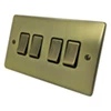 Low Profile Rounded Antique Brass Retractive Centre Off Switch - 3