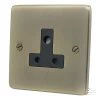 5 Amp Round Pin Unswitched Socket : Black Trim Low Profile Rounded Antique Brass Round Pin Unswitched Socket (For Lighting)
