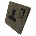Low Profile Rounded Antique Brass Switched Plug Socket - 1