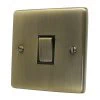 Low Profile Rounded Antique Brass LED Dimmer and Push Light Switch Combination - 1