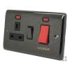 Cooker Control - 45 Amp Double Pole Switch with 13 Amp Plug Socket - Black Trim Low Profile Rounded Black Nickel Cooker Control (45 Amp Double Pole Switch and 13 Amp Socket)