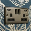 Low Profile Rounded Black Nickel Plug Socket with USB Charging - 1