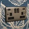 Low Profile Rounded Black Nickel Plug Socket with USB Charging - 2