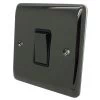 1 Gang Intermediate Light Switch : Black Trim Low Profile Rounded Black Nickel Intermediate Light Switch