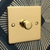 Low Profile Rounded Polished Brass Push Intermediate Switch and Push Light Switch Combination - 1