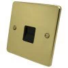 1 Gang Telephone Extension Socket : Black Trim Low Profile Rounded Polished Brass Telephone Extension Socket
