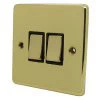 Low Profile Rounded Polished Brass Retractive Centre Off Switch - 2