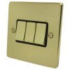 Low Profile Rounded Polished Brass Retractive Centre Off Switch - 2