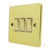 Low Profile Rounded Polished Brass Intermediate Switch and Light Switch Combination - 2
