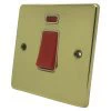 45 Amp Double Pole Switch - Single Plate : White Trim Low Profile Rounded Polished Brass Cooker (45 Amp Double Pole) Switch