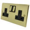 Low Profile Rounded Polished Brass Switched Plug Socket - 1