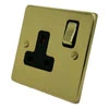 Low Profile Rounded Polished Brass Switched Plug Socket - 2