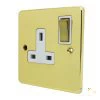 Low Profile Rounded Polished Brass Switched Plug Socket - 3