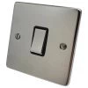 1 Gang 10 Amp 2 Way Light Switch : Black Trim Low Profile Rounded Polished Chrome Light Switch