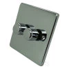2 Gang 100W 2 Way LED (Trailing Edge) Dimmer (Min Load 1W, Max Load 100W) Low Profile Rounded Polished Chrome LED Dimmer
