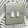 Low Profile Rounded Polished Chrome Intermediate Switch and Light Switch Combination - 1