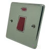 45 Amp Double Pole Switch - Single Plate : White Trim Low Profile Rounded Polished Chrome Cooker (45 Amp Double Pole) Switch