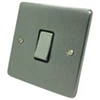 1 Gang 10 Amp 2 Way Light Switch : Black Trim Low Profile Rounded Satin Chrome Light Switch