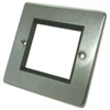 Single Modular Plate for 2 Modules : Black Trim Low Profile Rounded Satin Chrome Modular Plate