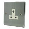 5 Amp Round Pin Unswitched Socket : White Trim Low Profile Rounded Satin Chrome Round Pin Unswitched Socket (For Lighting)