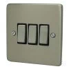 Low Profile Rounded Satin Nickel Light Switch - 2